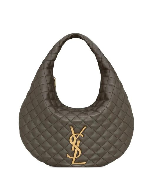 Saint Laurent Gray Mud Nappa Leather Icare Shoulder Bag
