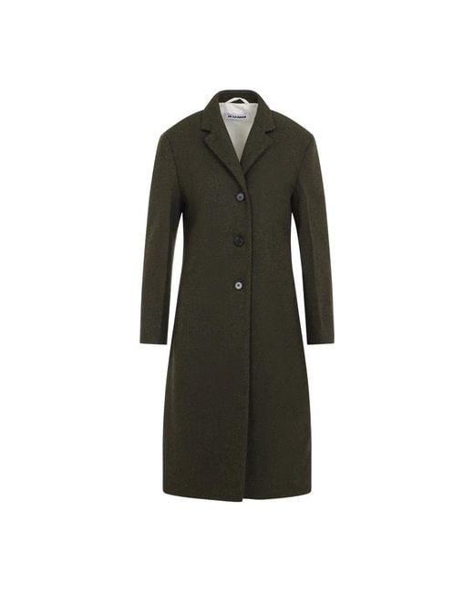 Jil Sander Black Thyme Slim Straight Knee-Lenght Coat