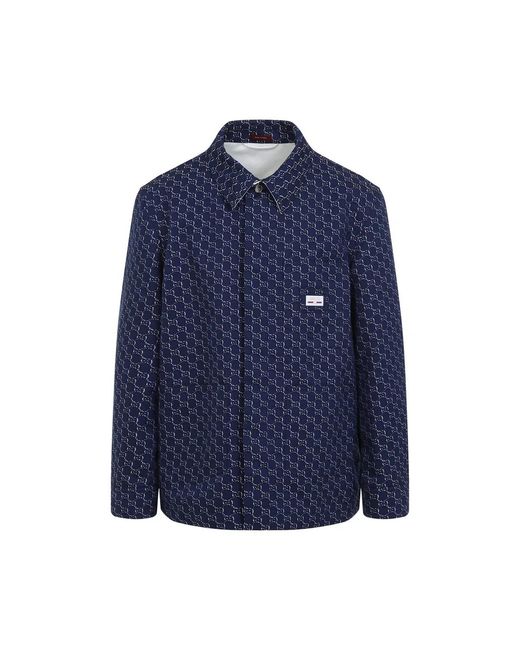 Gucci Blue Jacket With Gg Shadow for men