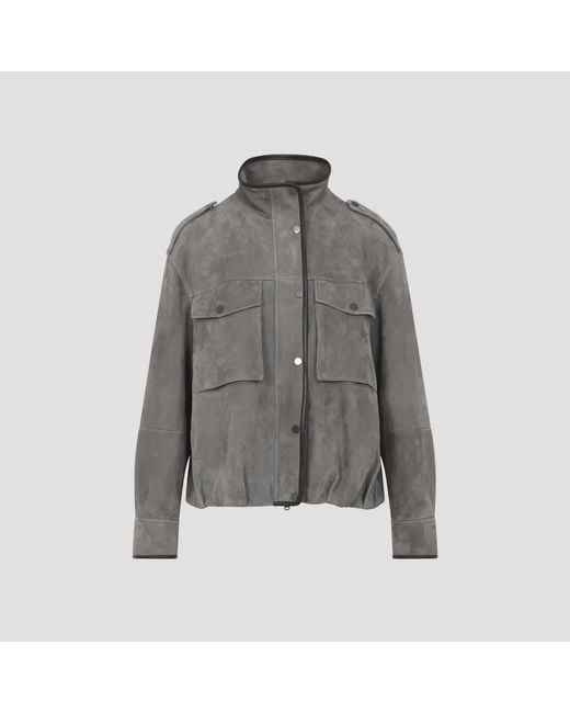 Brunello Cucinelli Gray Suede Jacket