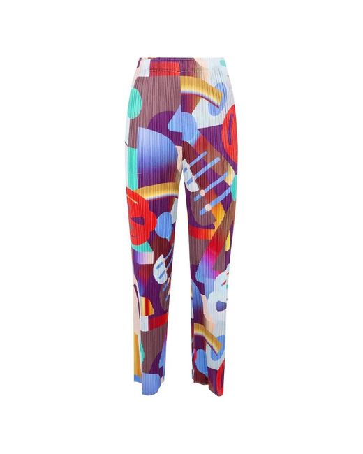 Pleats Please Issey Miyake Red Pleats Please By Issey Miyake "Playground" Trousers