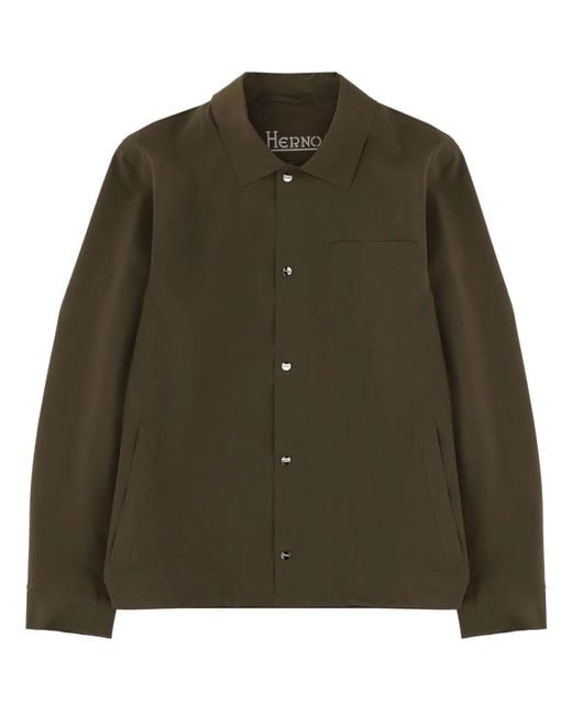Herno Green Overshirt With Pocket for men