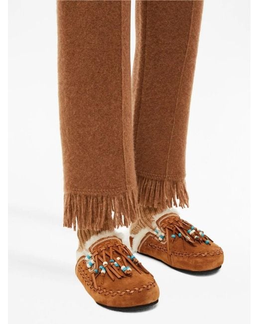 Alanui Brown Cashmere And Silk Blend Trousers