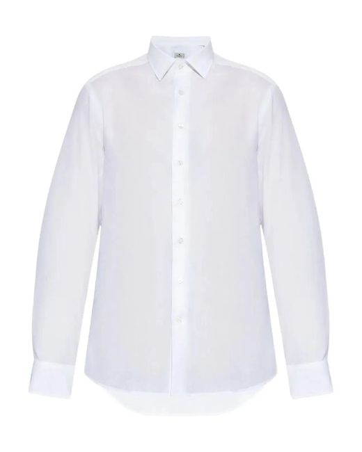 Etro White Cotton Jacquard Shirt With Gecko Motif for men