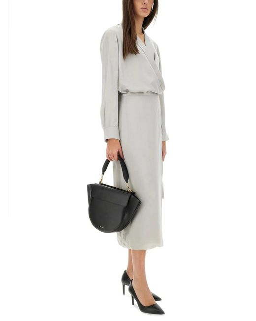 Theory Gray Wrap-Style Silk Shirt