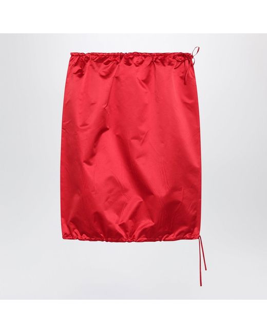 Prada Red Silk Skirt