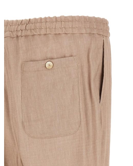 Etro Natural Flamed Linen Joggers for men