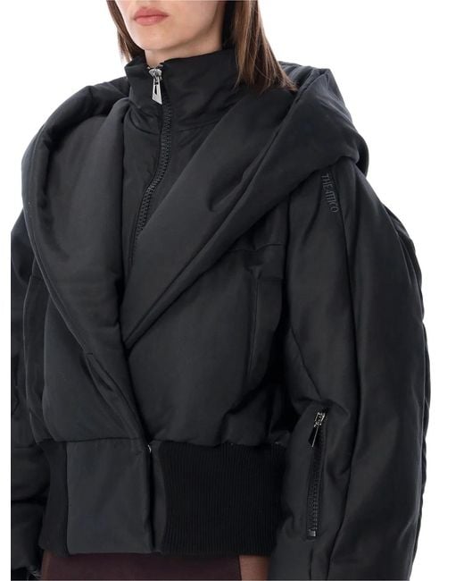 The Attico Black Layered Hooded Puffer Jacket
