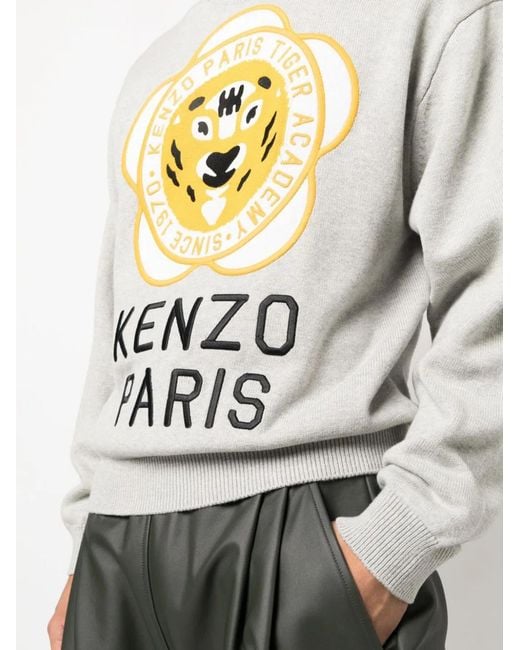 KENZO Gray Jersey With Logo for men