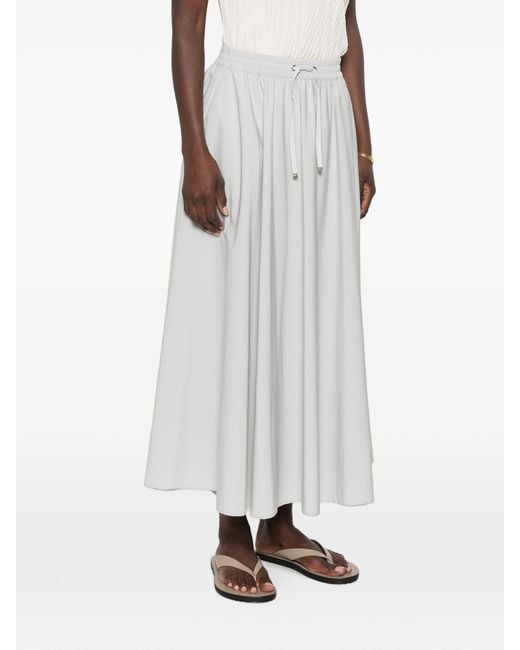 Herno White Drawstring Flared Maxi Skirt