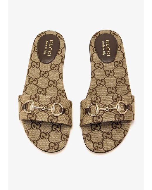 Gucci White Gg Motif Slide Sandals