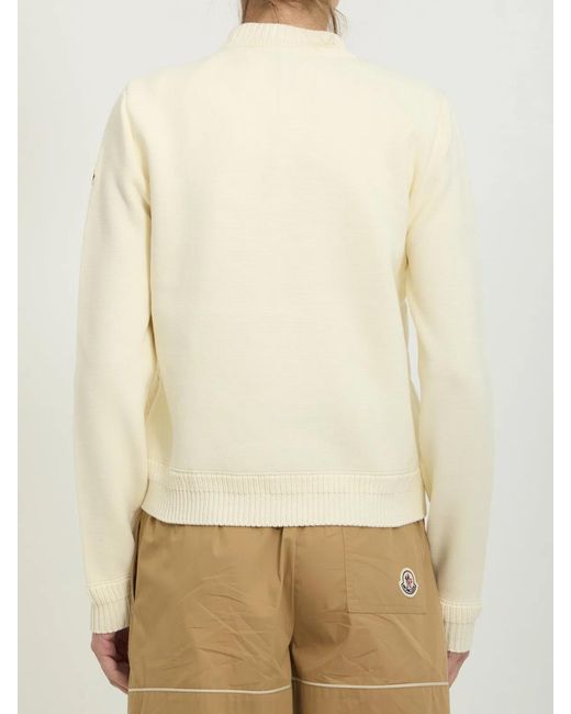 Moncler Natural Wool And Nylon Padded Cardigan