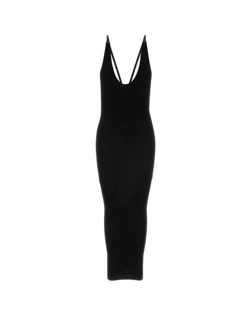 DSquared² Black Crepe Viscose Rib Long Jersey Dress