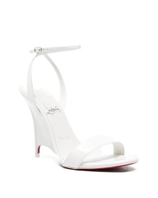 Christian Louboutin White Zeezeenella Patent Leather Sandals