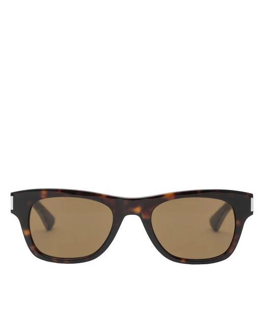 Saint Laurent Brown Havana Rectangular Sunglasses