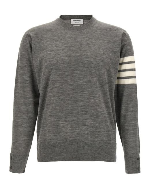 Thom Browne Gray '4 Bar' Sweater for men