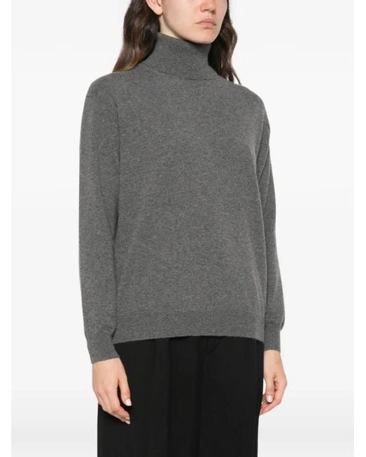Brunello Cucinelli Gray Cashmere Turtleneck Sweater With Monili