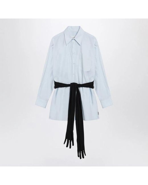 MM6 by Maison Margiela Blue Shirt With Double Sleeves