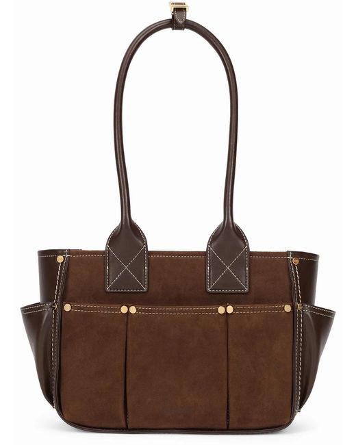 Ganni Brown Small Suede Flower Bag