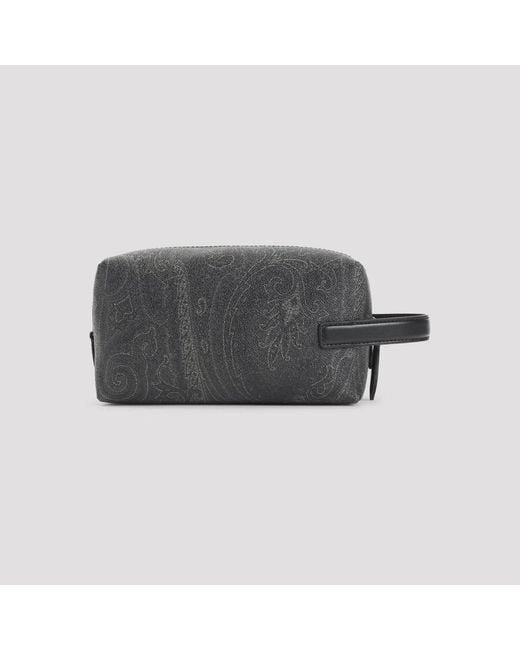 Etro Gray Leather Pouch Arnica for men
