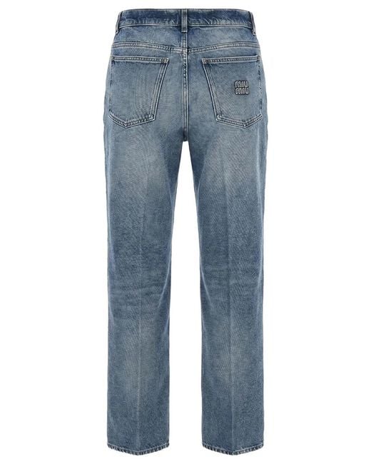 Miu Miu Blue Washed Denim Trousers