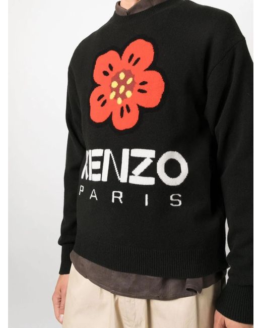 KENZO Black Jersey With Embroidery Boke Flower for men