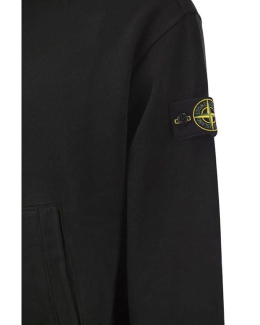 Stone Island Black Oversized Hoodie With Raglan Sleeves for men