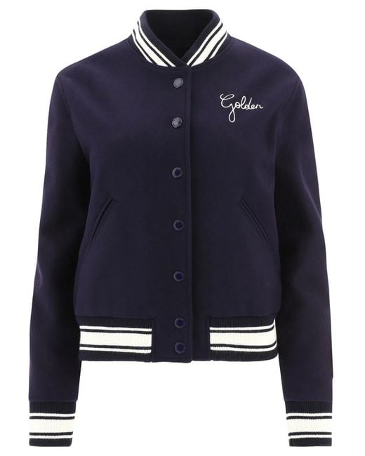 Golden Goose Deluxe Brand Blue Wool Bomber Jacket