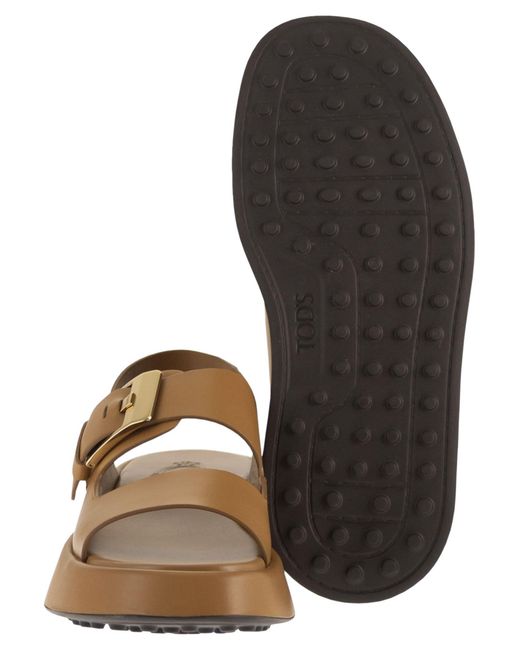Tod's Brown Leather Sandal With Buckle