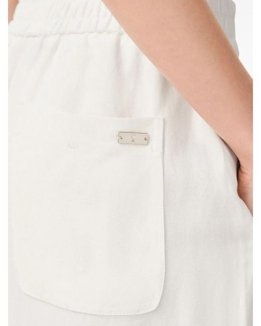 AMI White Elastic Waist Pants