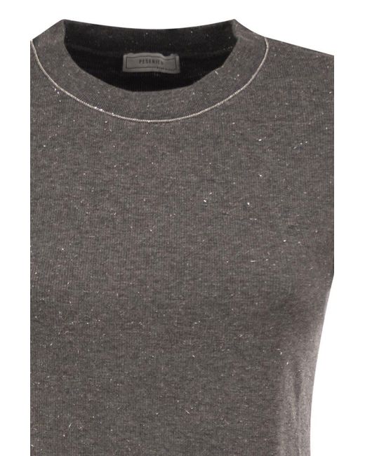 Peserico Gray Viscose Jersey T-Shirt With Lurex