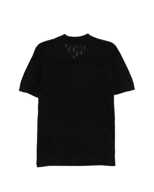 Karl Lagerfeld Black Logo Pattern Polo Shirt for men