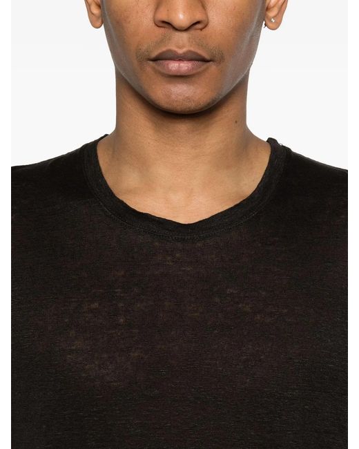 120% Lino Black Linen T-Shirt for men