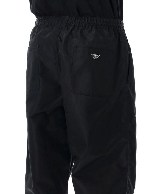 Prada Black Fluid Wide-Leg Trousers With Tailored Detailing for men