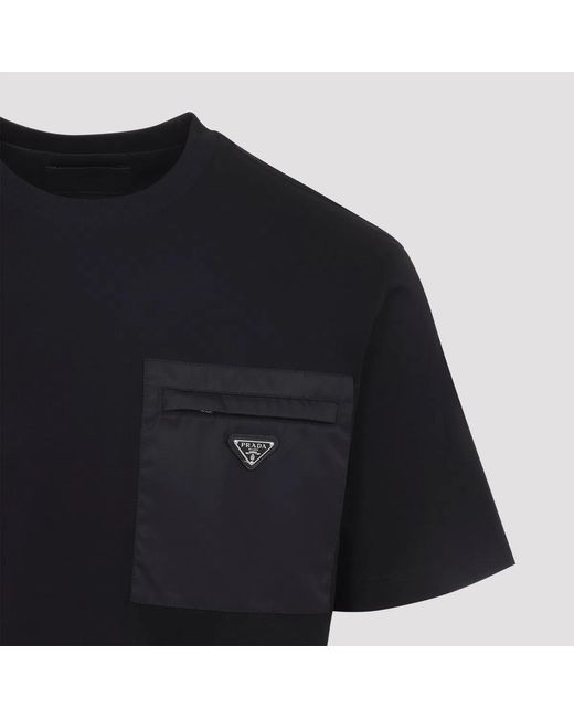 Prada Black Jersey And Re-Nylon T-Shirt for men