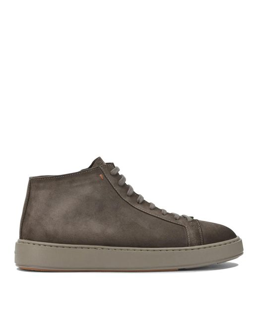 Santoni Brown Suede Ankle Boots for men