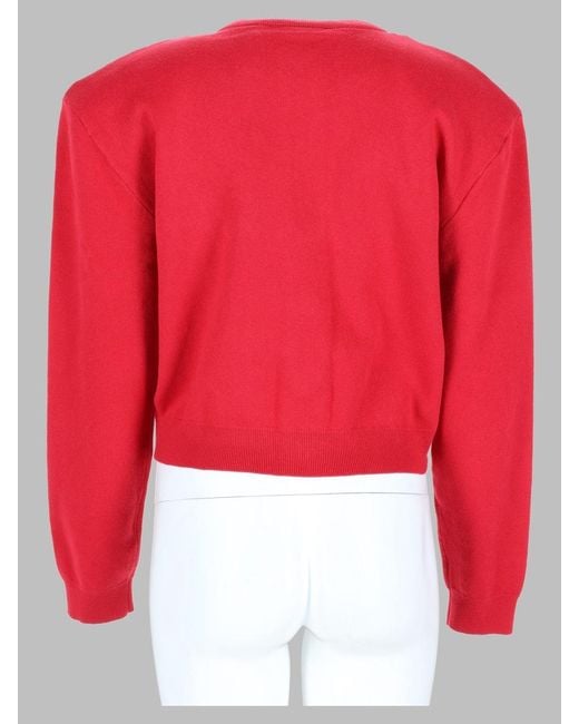 ROTATE BIRGER CHRISTENSEN Red Cropped Button-Front Knit Cardigan