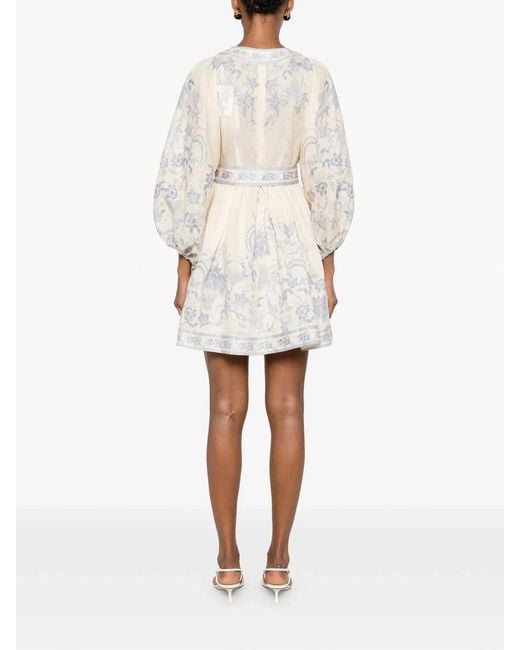 Zimmermann White Indra Plunge Mini Dress