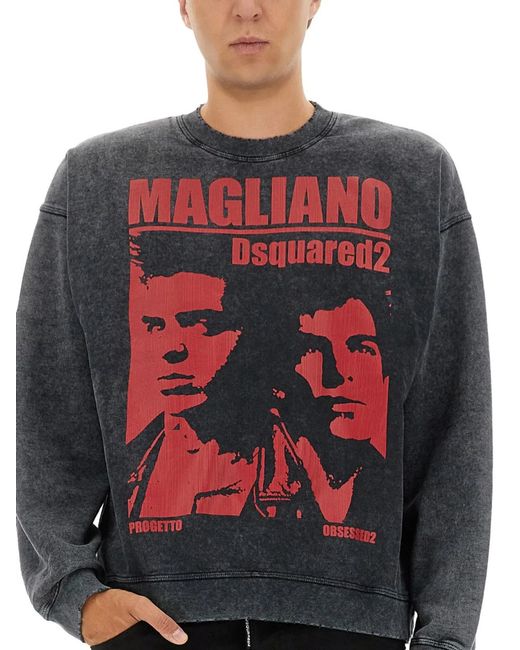 DSquared² Gray Sweatshirt With Print for men