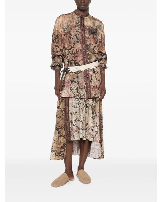 Pierre Louis Mascia Natural Printed Long Skirt