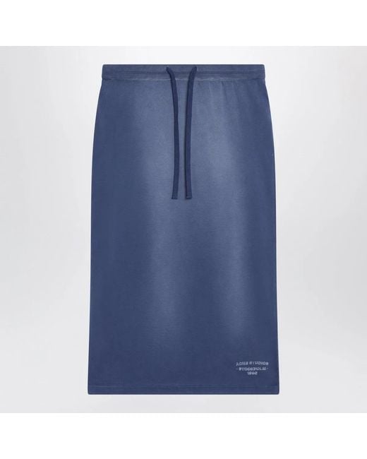 Acne Blue Cotton Skirt With A Splatter Effect