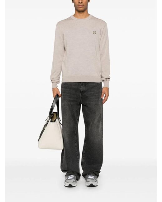 Maison Kitsuné Natural Maison Kitsuné Bold Fox Head Wool Jumper for men