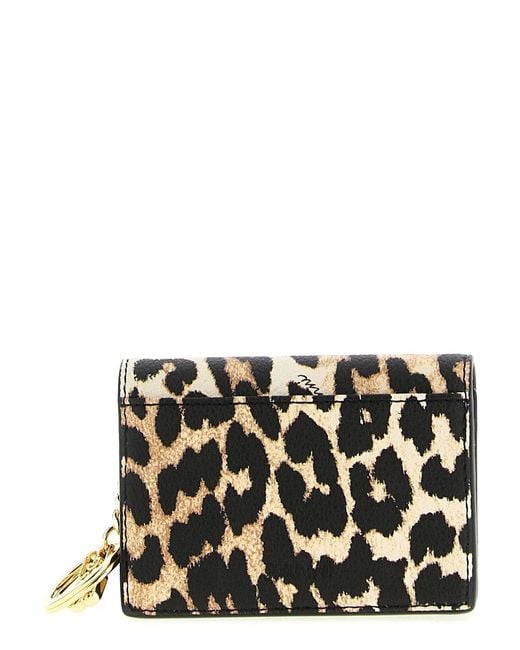Ganni Black 'Leopard' Print Card Holder