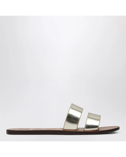 Manebí White Platinum Colored Strap Sandals