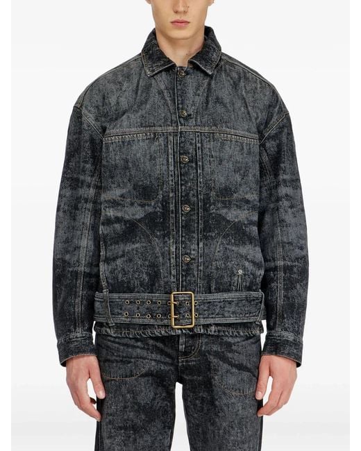 DIESEL Blue Biker-Inspired Denim Jacket for men