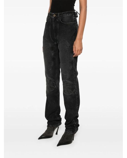 Jean Paul Gaultier Black Padded Deatils Denim Jeans