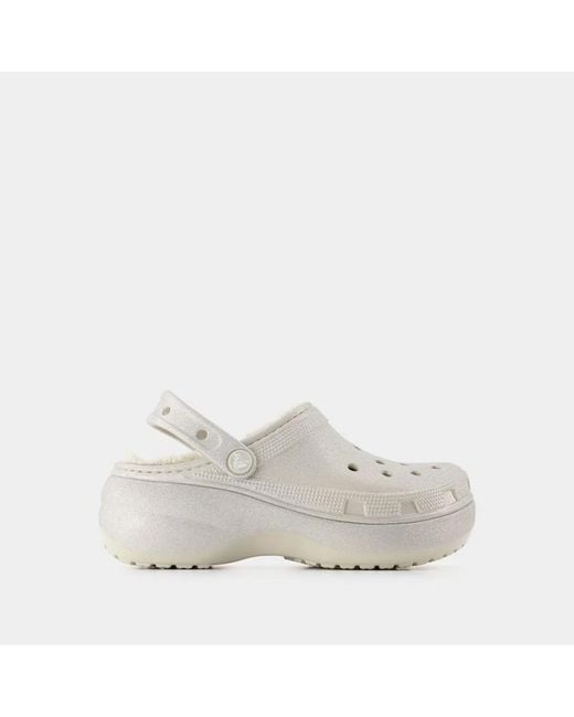 CROCSTM White Classic Platform Glitter Sandals