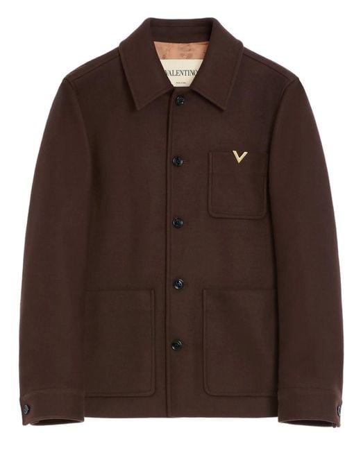 Valentino Garavani Brown Wool Jacket With Vgold for men