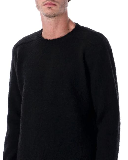 Howlin' By Morrison Black Shaggy Bear Wool Crewneck Sweater for men