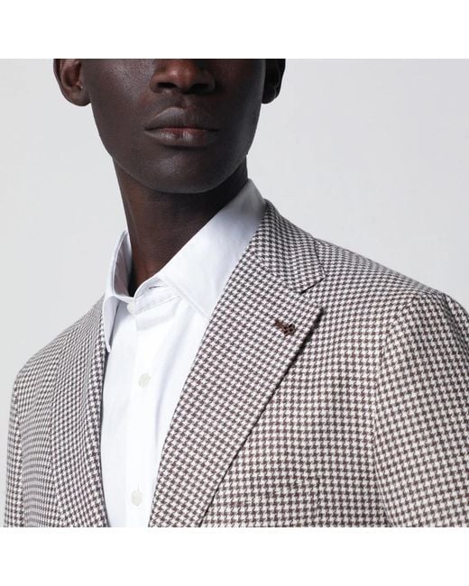 Tagliatore Gray Single-Breasted Jacket With Pattern for men
